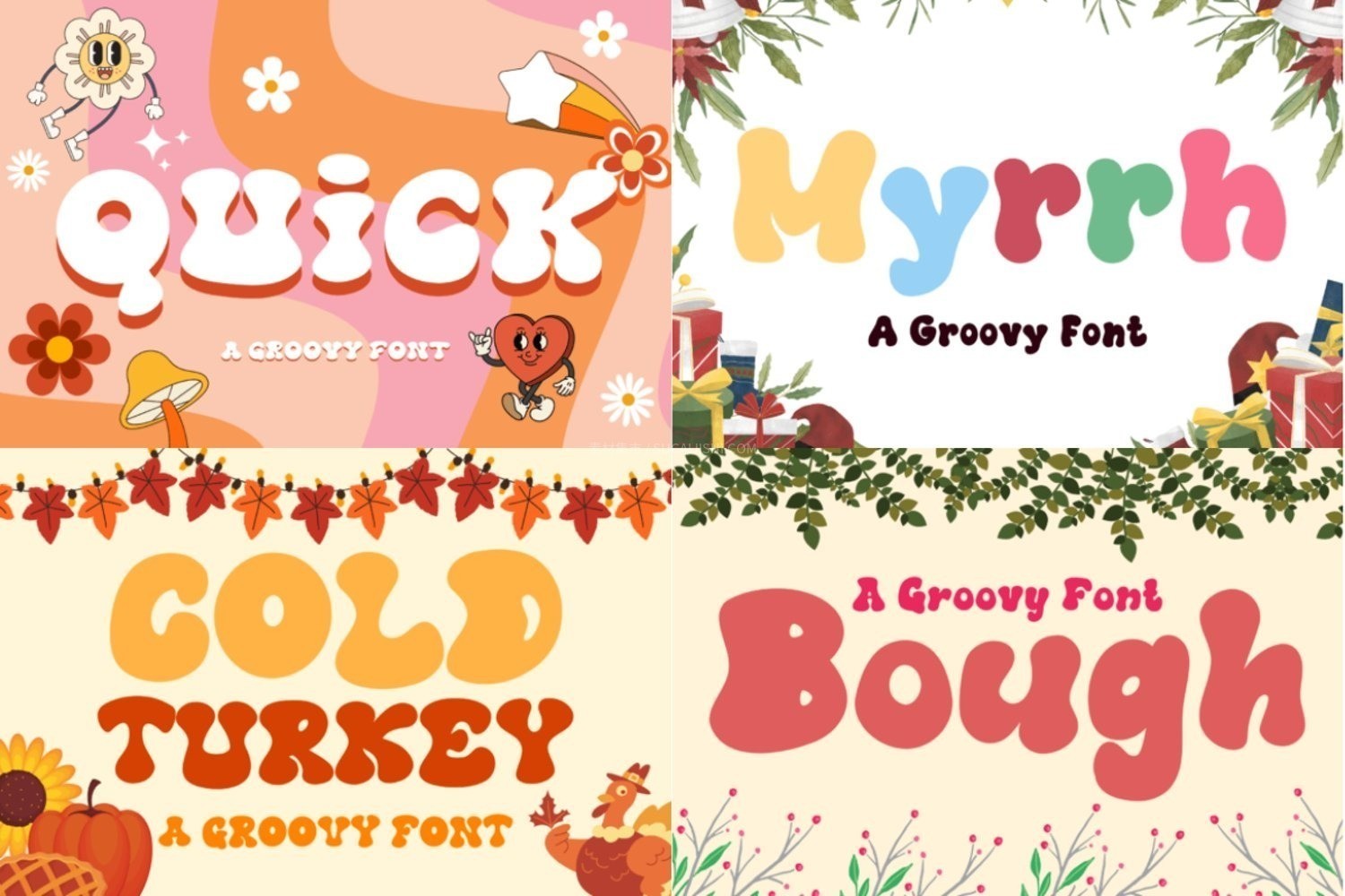 44款可爱迷幻复古英文艺术字体合集